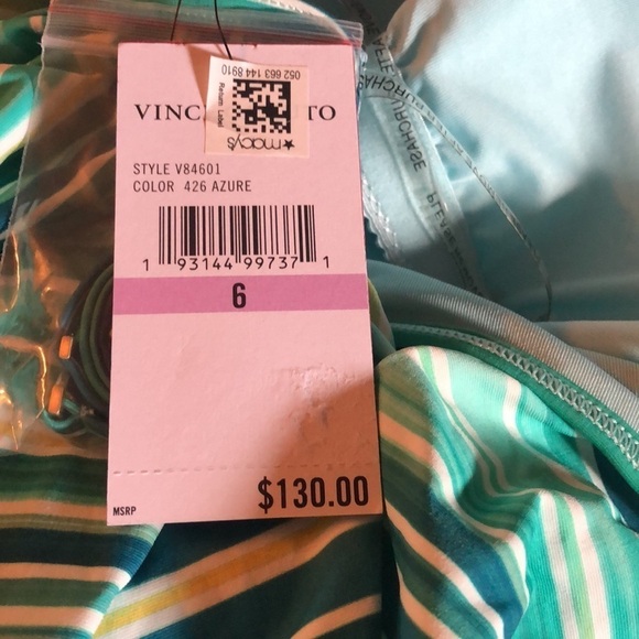 Vince Camuto AZURE Printed Ruffled Off-the-Shoulder One-Piece Swimsuit - Picture 4 of 4